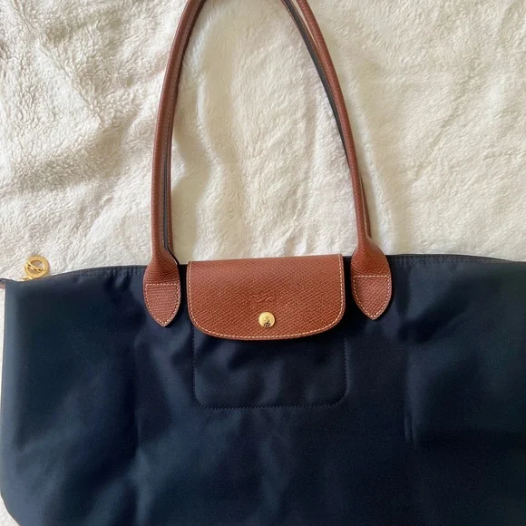 Longchamp Le Pliage Original L Black and Brown Tote Bag - Picture 3 of 10